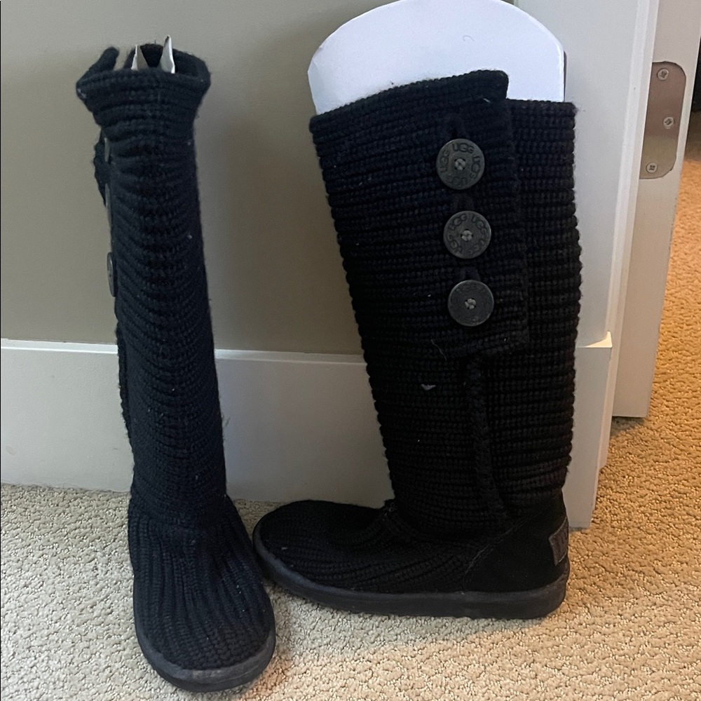 UGG Black Knit Button Boots